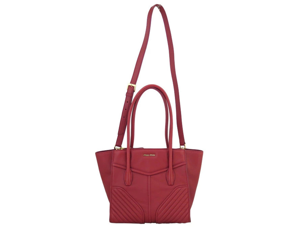 Miu Miu Red Bag Shoulder Leather Red